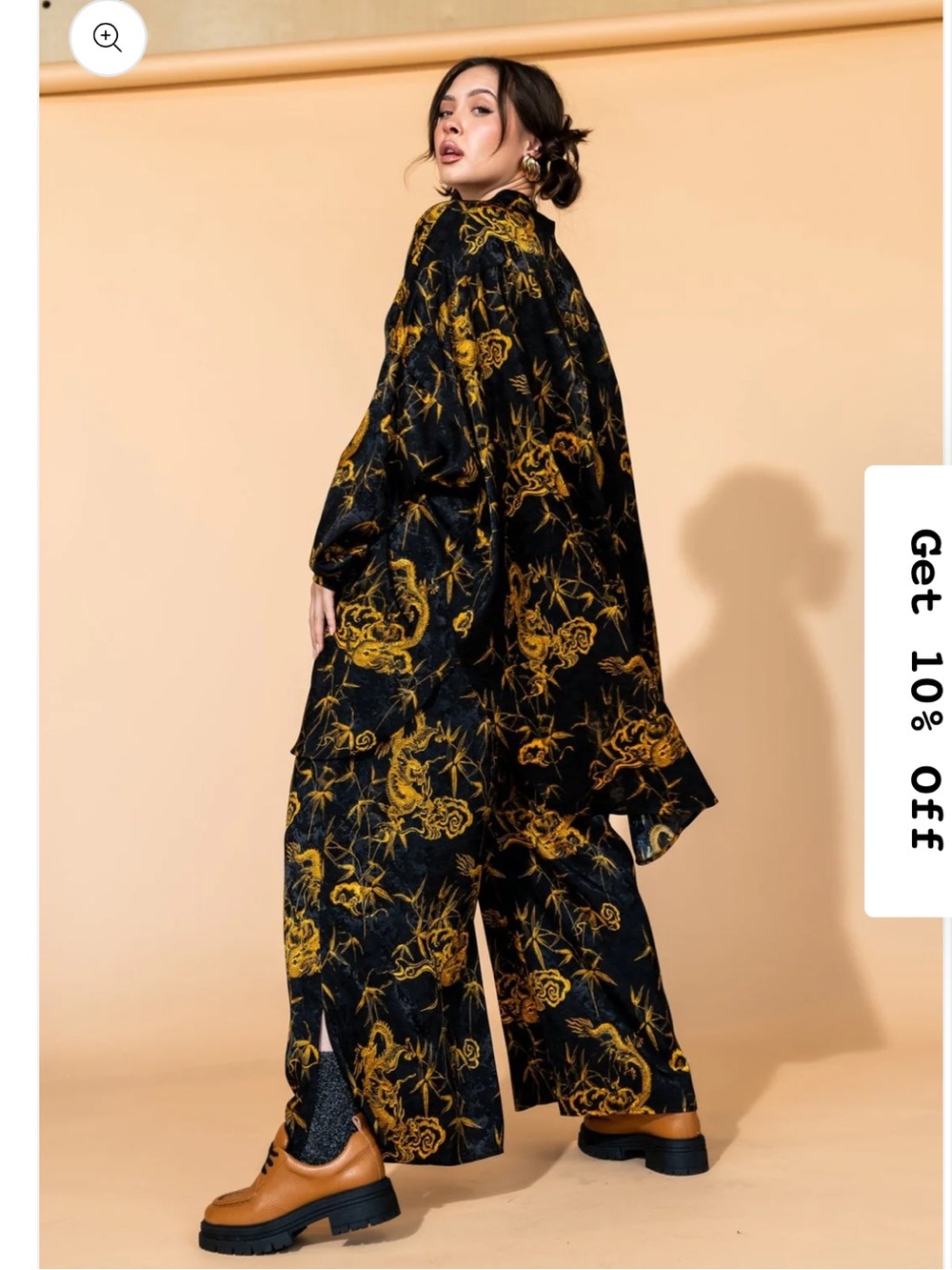 Dressed in LALA Energetics Satin Playsuit in Dragon Brocade